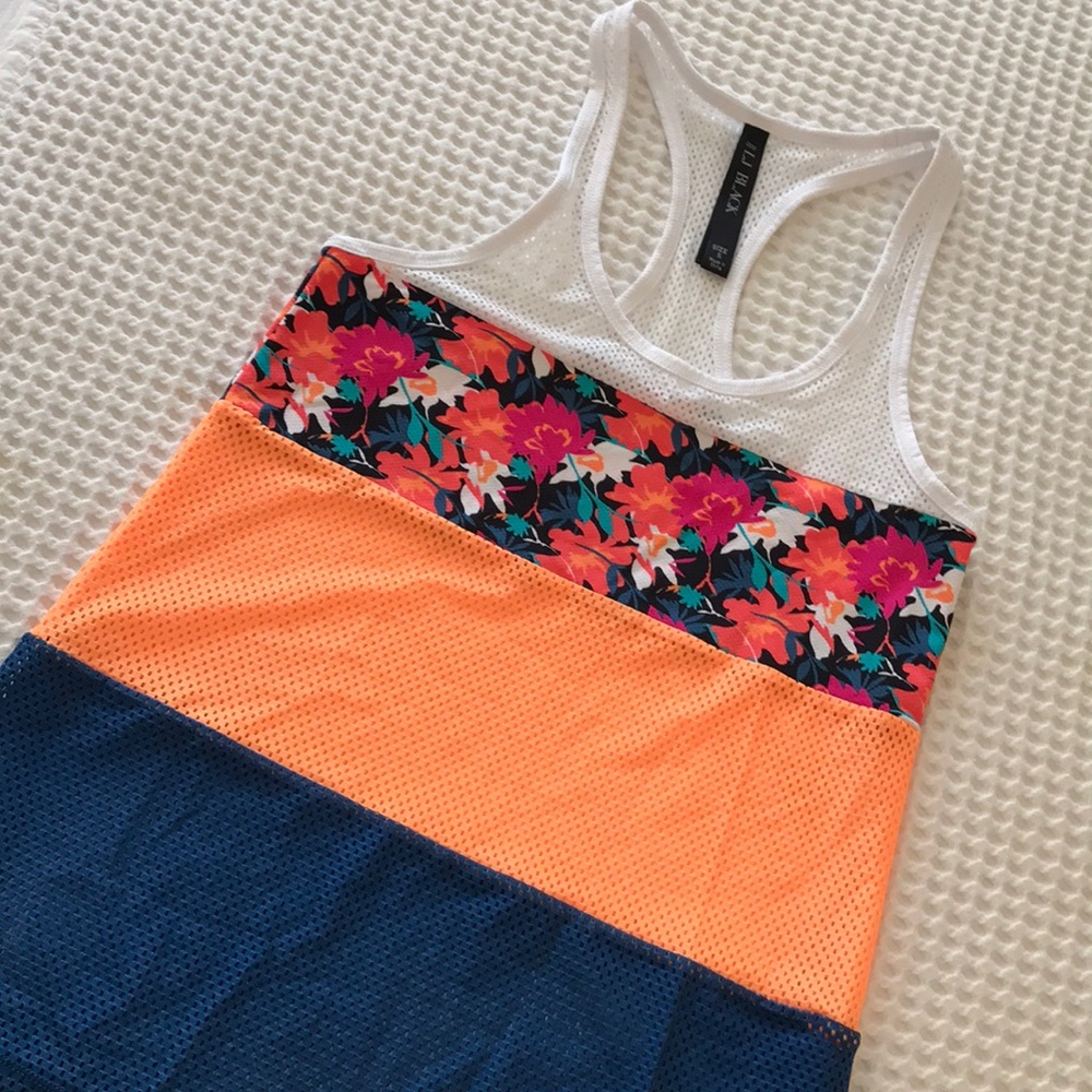 Lorna Jane Floral Orange and Blue Tank Top